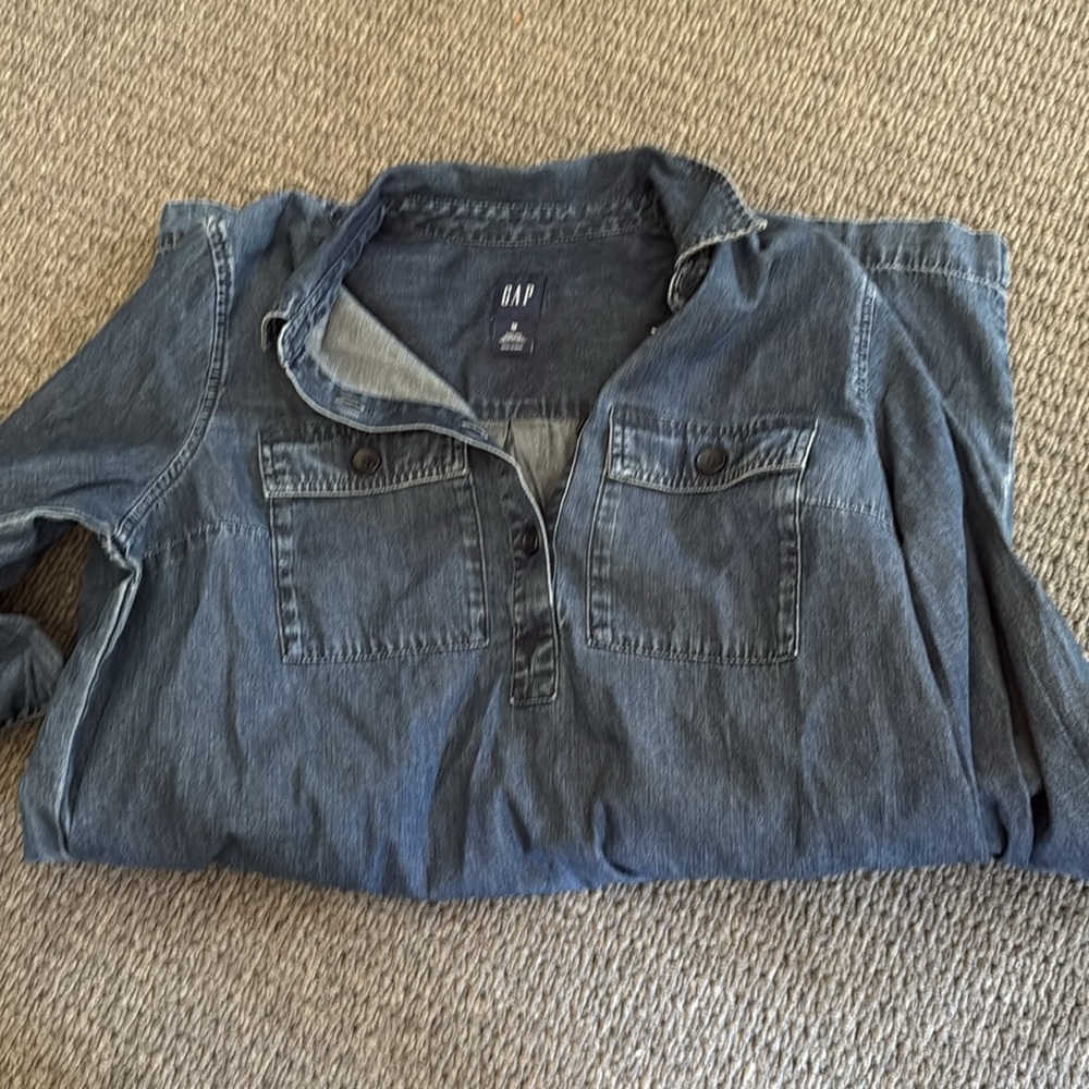 Gap Denim Pullover 1/2 Button Down 3/4 Sleeve Blu… - image 7